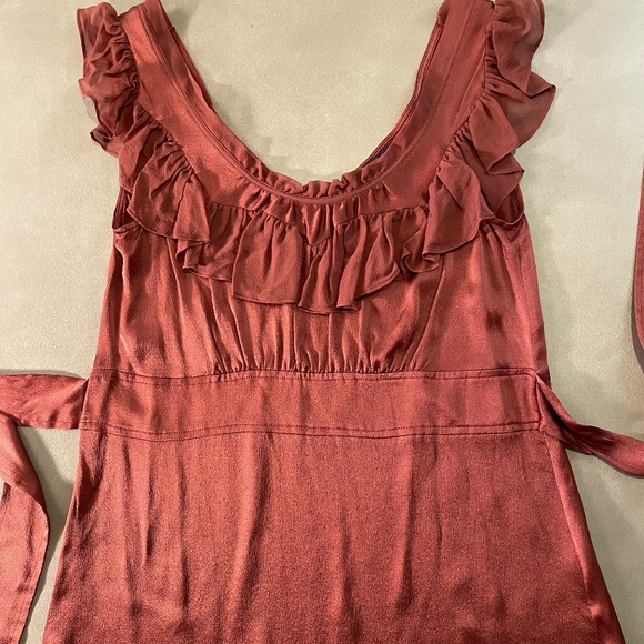 Cap Sleeve Silk Top - Burgundy Color - Picture 2 of 8